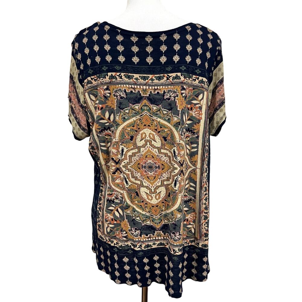 Lucky Brand Women’s Top Persian Print Short Sleeve Scoop Neck Tee Boho 2X - Picture 7 of 10